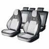 Set huse scaune auto Premium, model BLAZE Prime, design Sportiv,  universale, ergonomice, Piele Ecologica cu insertii textile, culoare Negru/Gri