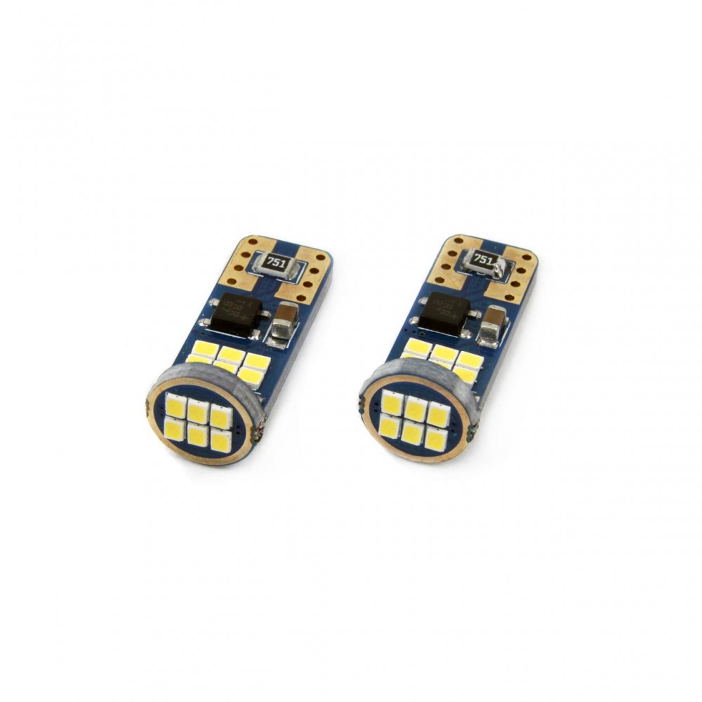 Set becuri auto cu LED CANBUS UltraBright compatibil T10e W5W 18 SMD Alb 12V/24V, destinat competitiilor auto sau off-road -  - AMIO