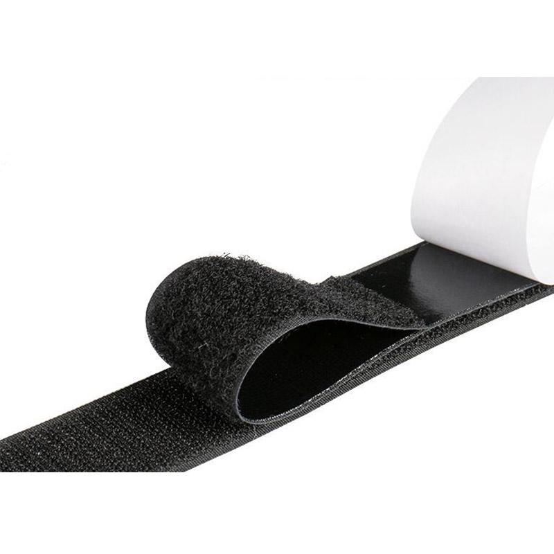 Set 10 buc. banda Velcro autoadeziva, dimensiuni 30mm latime x 10cm lungime, culoare neagra