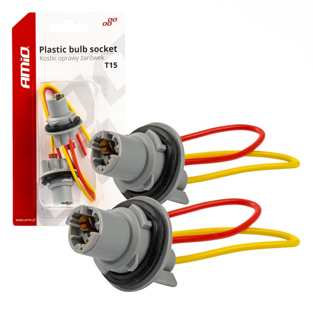 Set 2 socluri bec T15, W16W, W5W, cu garnitura din cauciuc -  - AMIO