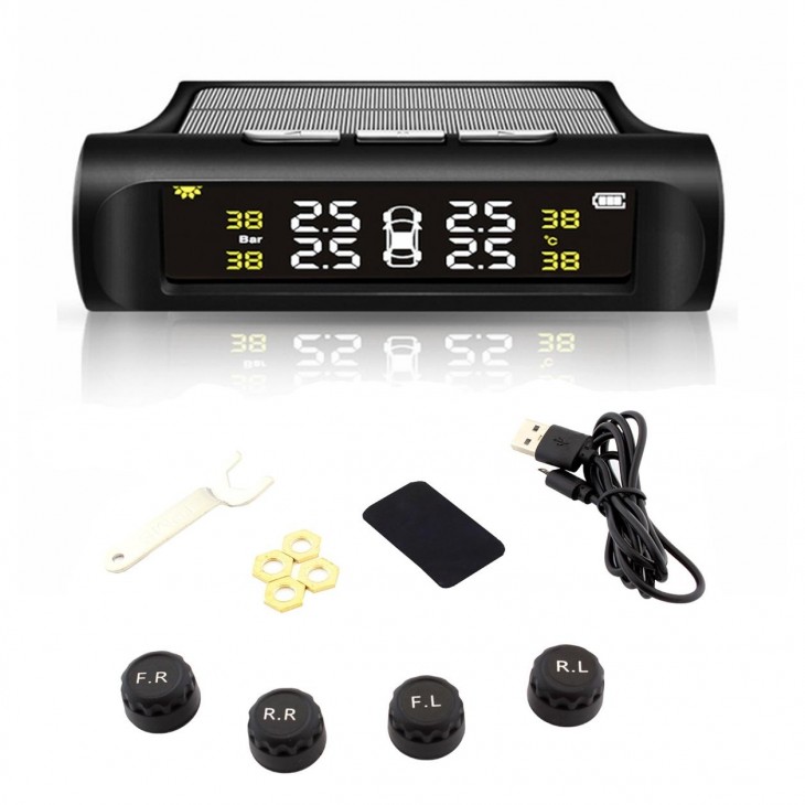 Set 4 senzori de presiune si temperatura anvelope cu afisaj LCD si incarcare Solara, AVX-AG678 -  - AVEX
