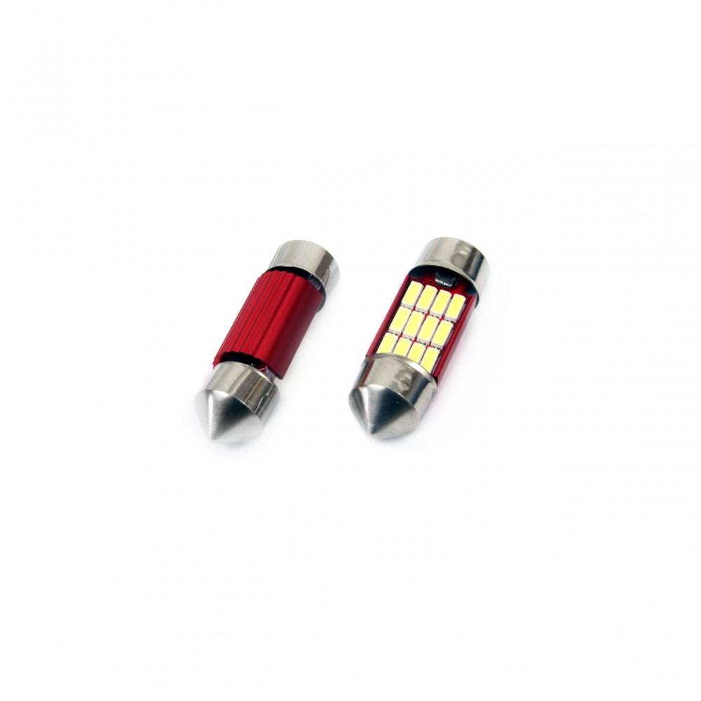 Set becuri auto cu LED CANBUS sofit compatibil C5W 12 SMD 31mm Alb 12/24V, destinat competitiilor auto sau off-road -  - AMIO