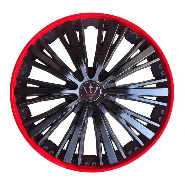 Set 4 capace roti VELAR Pulse Red, design Sport cu accente rosii, ABS rezistent, Universal, pentru jante R16 Set 4 capace roti VELAR Pulse Red, design Sport cu accente rosii, ABS rezistent, Universal, pentru jante R16