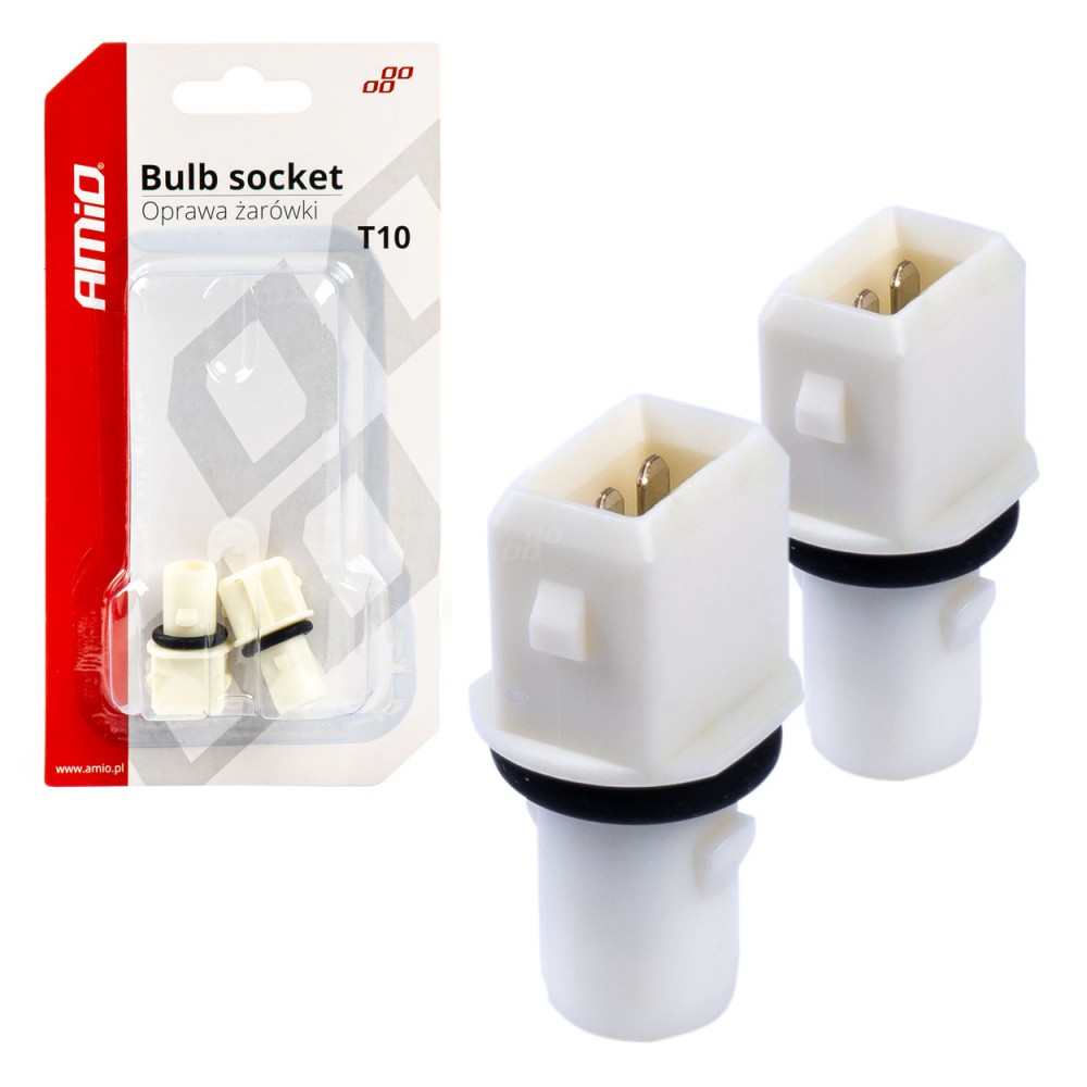 Set 2 socluri bec T10, W5W, W3W, W16W, cu garnitura din cauciuc -  - AMIO