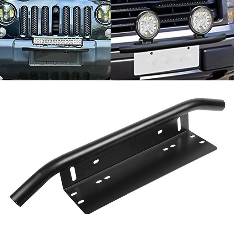 Bullbar aluminiu vopsit in camp electrostatic cu suport numar si proiectoare pentru vehicule offroad, culoare Neagra Bullbar aluminiu vopsit in camp electrostatic cu suport numar si proiectoare pentru vehicule offroad, culoare Neagra