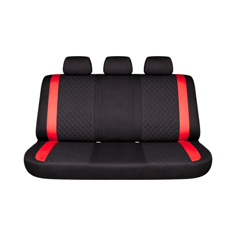 Set huse scaune auto Premium, model DIAMOND Racer, design Sportiv, universale, ergonomice, Piele Ecologica Matlasata, culoare Negru/Rosu Set huse scaune auto Premium, model DIAMOND Racer, design Sportiv, universale, ergonomice, Piele Ecologica Matlasata, culoare Negru/Rosu