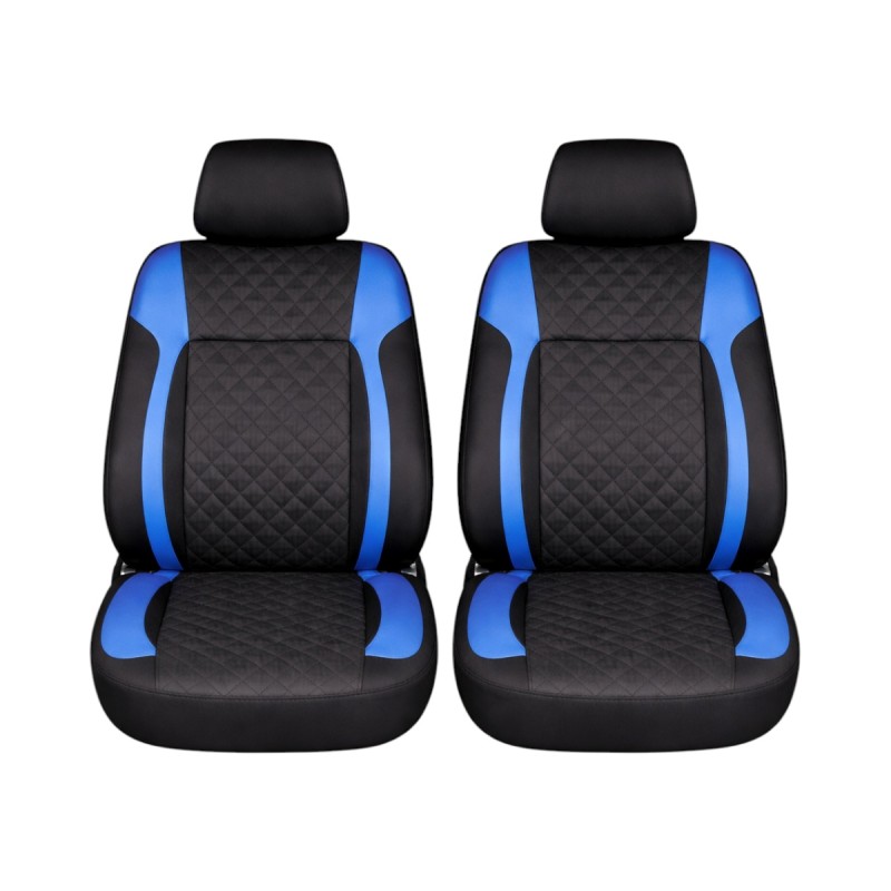 Set huse scaune auto Premium, model DIAMOND Drive, design Sportiv,  universale, ergonomice, Piele Ecologica Matlasata, culoare Negru/Albastru