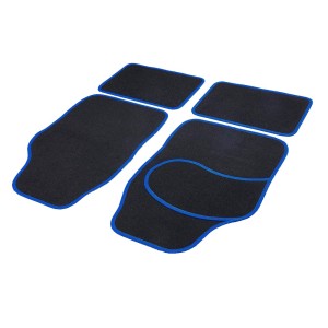 Set 4 Covorase auto din Mocheta, model Universal, culoare Negru cu margine Albastra, dimensiuni fata 64 x 44cm | spate 44 x 29cm Set 4 Covorase auto din Mocheta, model Universal, culoare Negru cu margine Albastra, dimensiuni fata 64 x 44cm | spate 44 x 29cm