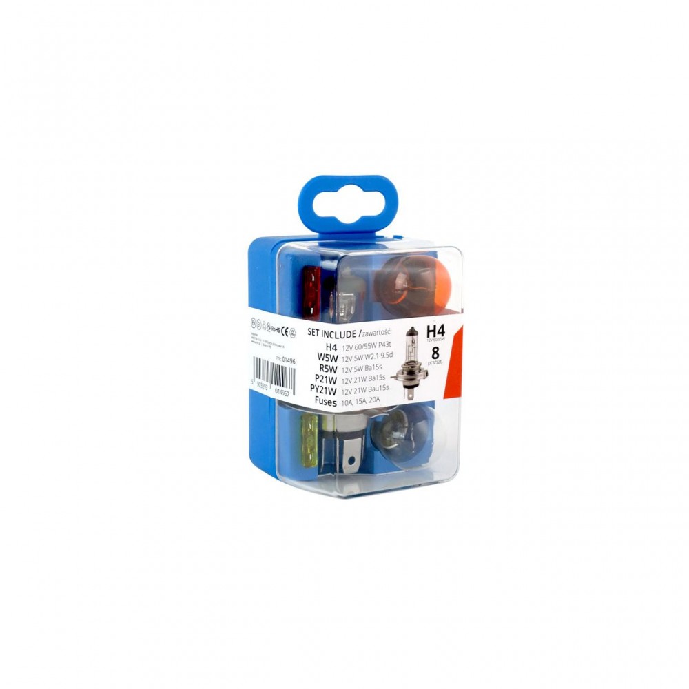 Set rezerva becuri si sigurante 8 buc H4 -  - AMIO