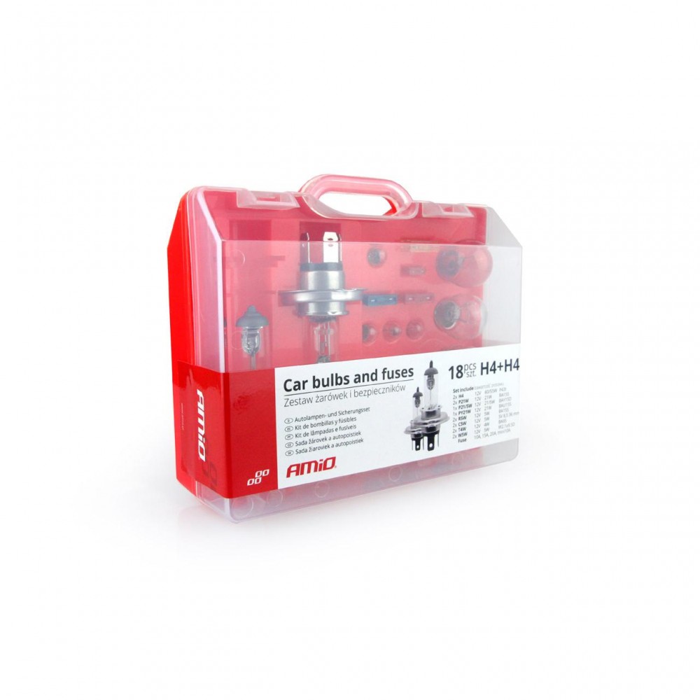 Set rezerva becuri si sigurante 19 buc 2xH4 -  - AMIO