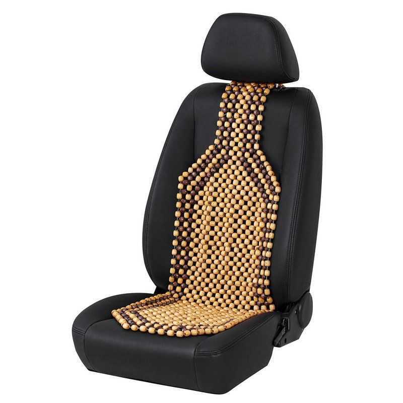 Husa pentru scaun auto cu bile de masaj din lemn, culoare Bej/Maro Husa pentru scaun auto cu bile de masaj din lemn, culoare Bej/Maro