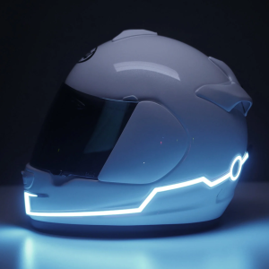 Set 2 benzi LED pentru iluminare casca moto, culoare alba, telecomanda cu fir, alimentare baterii Set 2 benzi LED pentru iluminare casca moto, culoare alba, telecomanda cu fir, alimentare baterii