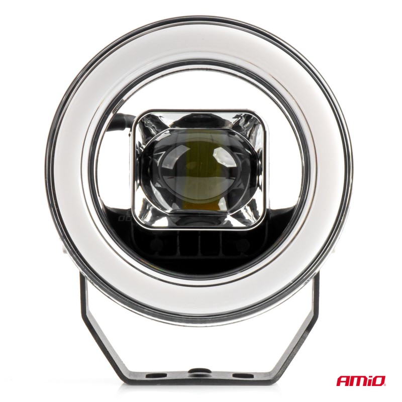 Proiector LED cu Angel Eye model AWL58, pozitie, semnalizare, faza lunga/scurta, pentru Off-Road, ATV, SSV, putere 45W, 8000lm, tensiune 9-36V, dimensiuni 114,5 x 114,5 x 52 mm
