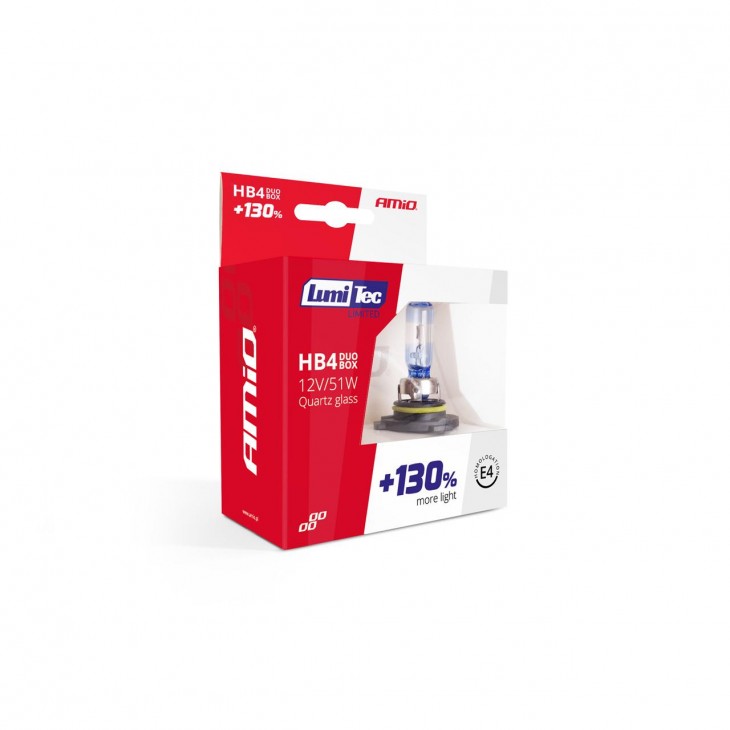 Set becuri cu halogen HB4 12V 51W LumiTec LIMITED + 130% DUO BOX -  - AMIO