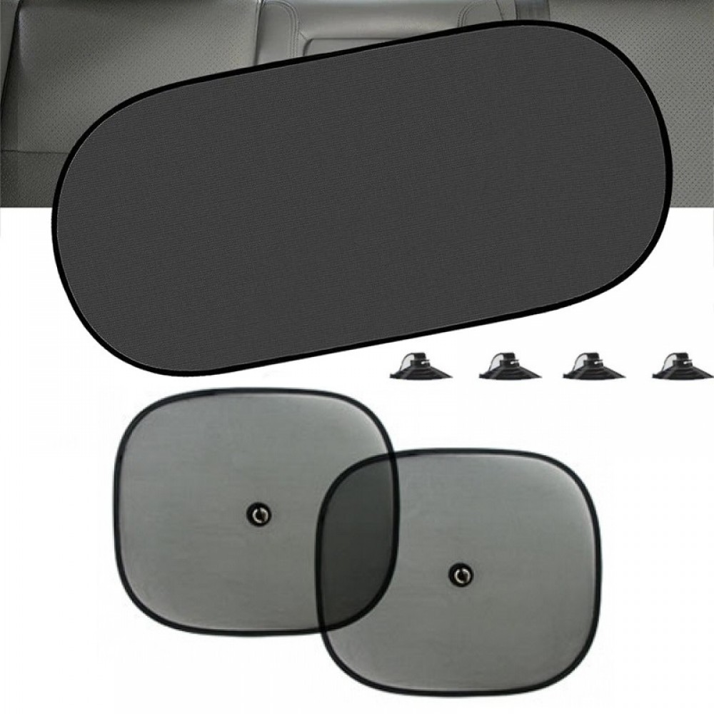 Set Protectie Solara Auto format din 3 piese, parasolar luneta + 2 parasolare laterale, prindere cu ventuze -  - AVEX