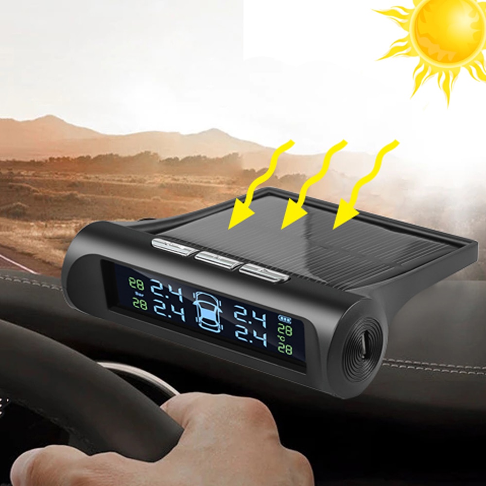 Set 4 senzori de presiune si temperatura anvelope cu afisaj LCD si incarcare Solara, AVX-AG678 -  - AVEX