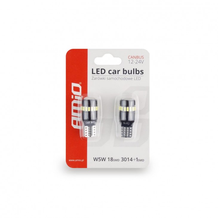 Set becuri auto cu LED CANBUS compatibil T10 W5W 19 SMD Alb 12V, destinat competitiilor auto sau off-road -  - AMIO