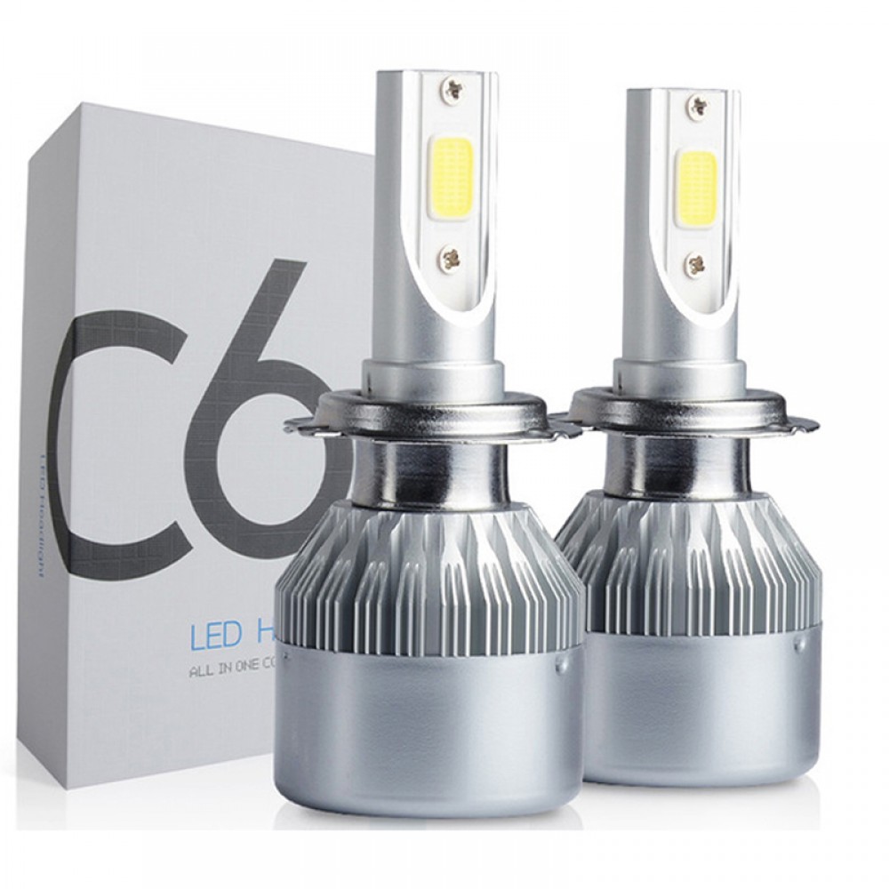 Set 2 becuri LED Auto, model C6, soclu H7, 6000K, 36W, 3500Lm​, plug & play -  - AVEX