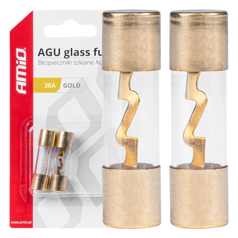 Set 2 sigurante din sticla tip AGU, contacte aurite, 30A -  - AMIO