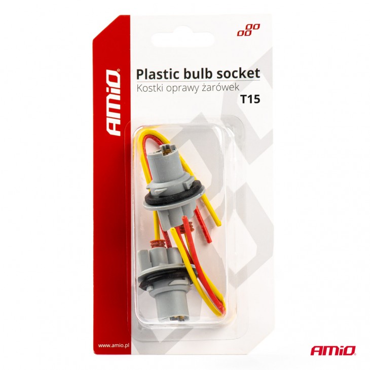 Set 2 socluri bec T15, W16W, W5W, cu garnitura din cauciuc -  - AMIO
