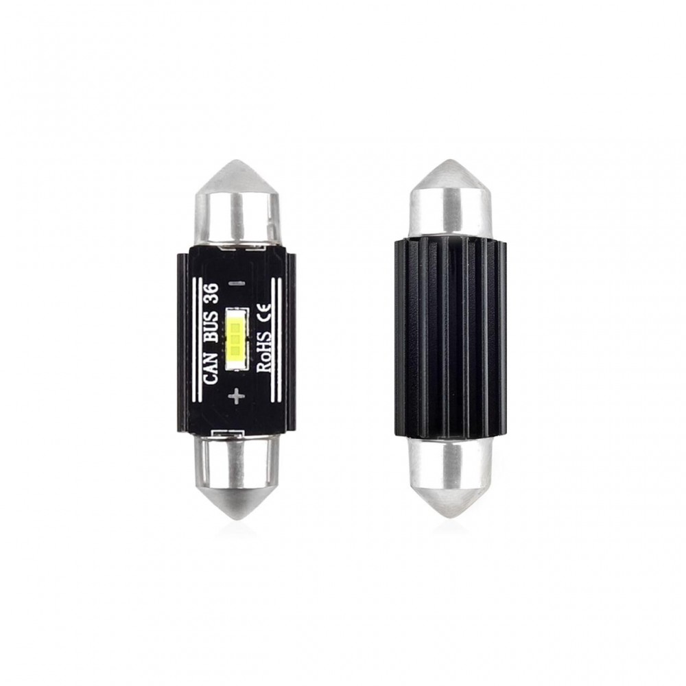 Set becuri auto cu LED CANBUS sofit compatibil C5W 1 SMD 36mm Alb 12/24V, destinat competitiilor auto sau off-road -  - AMIO