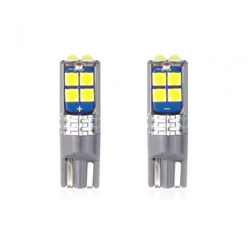 Set becuri auto cu LED CANBUS compatibil T10 W5W 10 SMD Alb 12/24V, destinat competitiilor auto sau off-road -  - AMIO