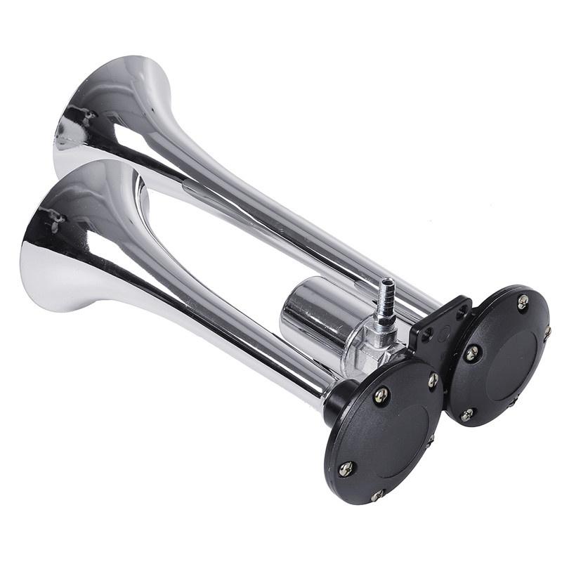 Claxon bitonal cu 2 goarne, alimentare 12/24V FARA COMPRESOR, culoare Crom/Negru Claxon bitonal cu 2 goarne, alimentare 12/24V FARA COMPRESOR, culoare Crom/Negru