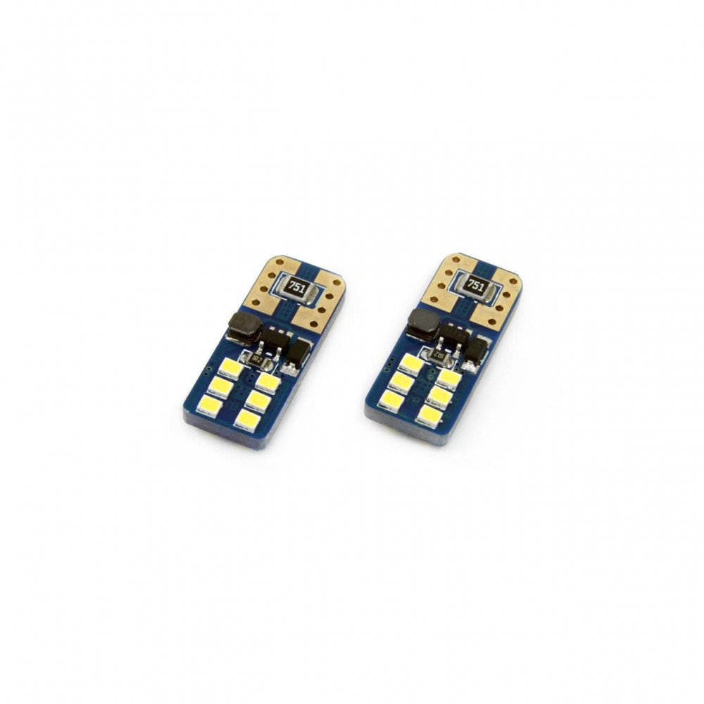 Set becuri auto cu LED CANBUS UltraBright compatibil T10e W5W 12 SMD Alb 12/24V, destinat competitiilor auto sau off-road -  - AMIO