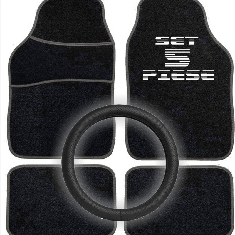 Set Auto Essential AVEX – 5 piese, Covorase Universale Mocheta + Husa Volan Piele Ecologica Perforata, Negru Set Auto Essential AVEX – 5 piese, Covorase Universale Mocheta + Husa Volan Piele Ecologica Perforata, Negru