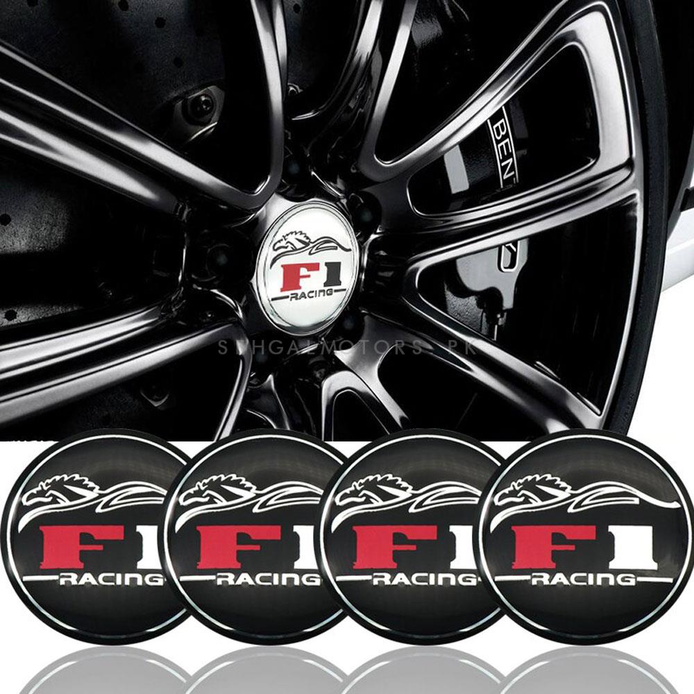 Set 4 buc. ornament central janta, model F1 Black, diametru 5cm -  - AVEX