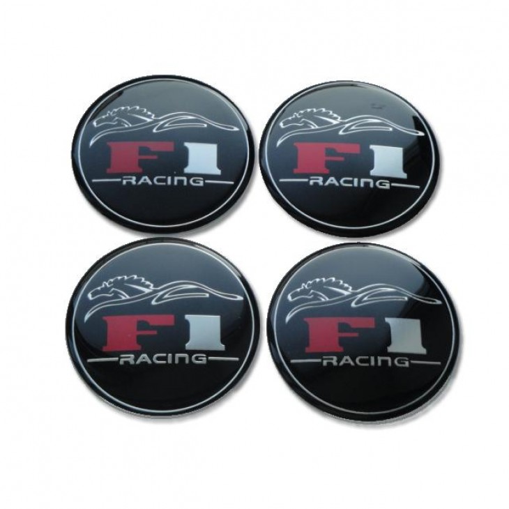Set 4 buc. ornament central janta, model F1 Black, diametru 5cm -  - AVEX