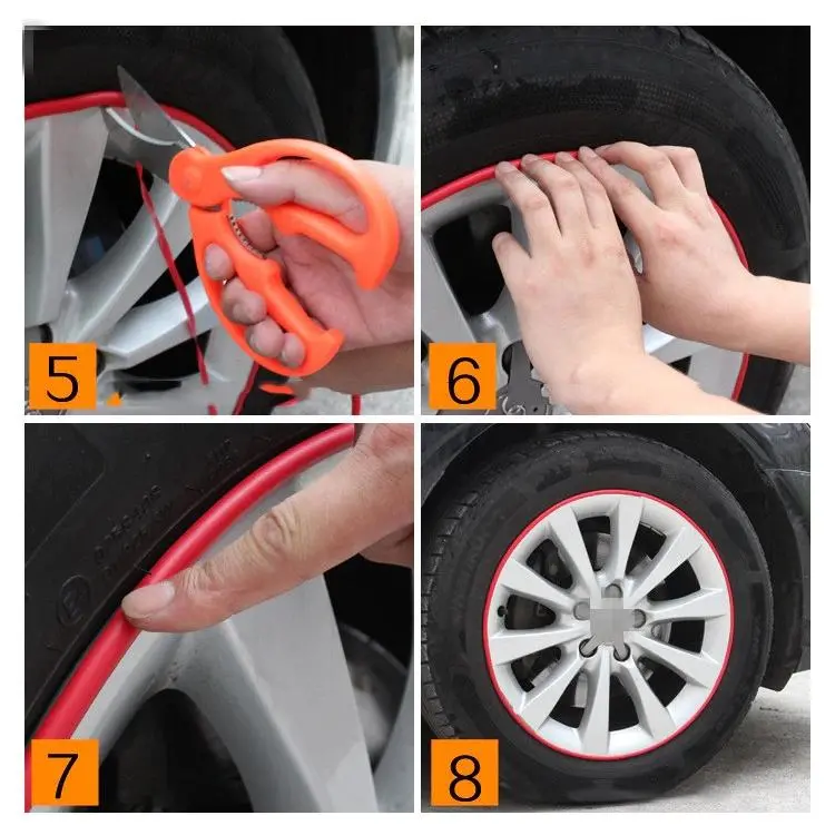 Inele de protectie si decor jante, adezive, din plastic flexibil - NEGRU