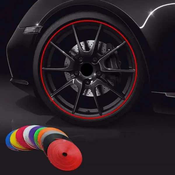 Inele de protectie si decor jante, adezive, din plastic flexibil - NEGRU