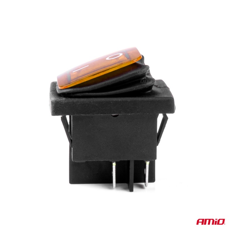 Intrerupator On/Off, 12/24V, dreptunghiular, waterproof, iluminat culoare Galben, destinatie auto, utilitare, Off-Road, ATV, SSV, QUAD