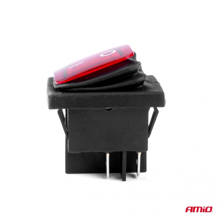 Intrerupator On/Off, 12/24V, dreptunghiular, waterproof, iluminat culoare Rosu, destinatie auto, utilitare, Off-Road, ATV, SSV, QUAD - AVX-AM03092 - AMIO