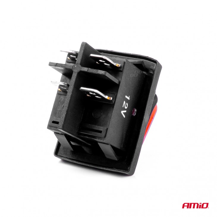 Intrerupator On/Off, 12/24V, dreptunghiular, waterproof, iluminat culoare Rosu, destinatie auto, utilitare, Off-Road, ATV, SSV, QUAD - AVX-AM03092 - AMIO