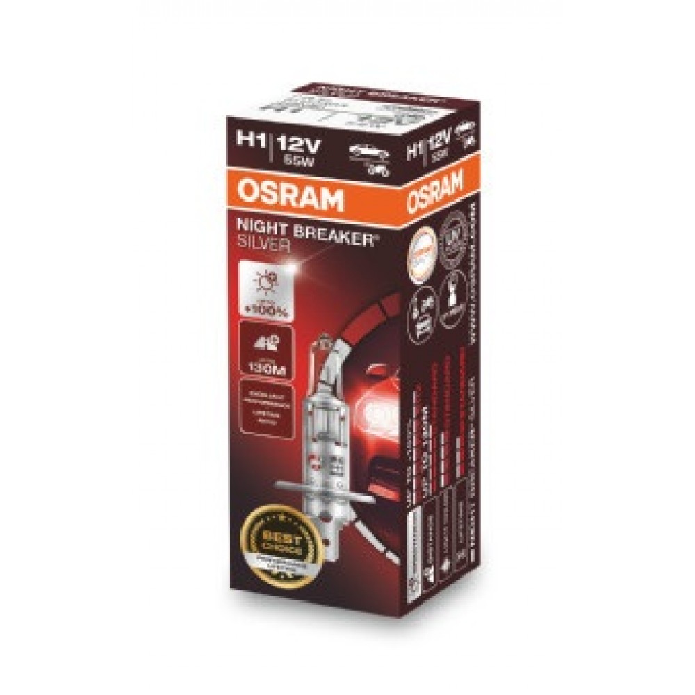 Bec 12V H1 55 W Night Breaker Silver +100% Osram - 10347 - ams-OSRAM
