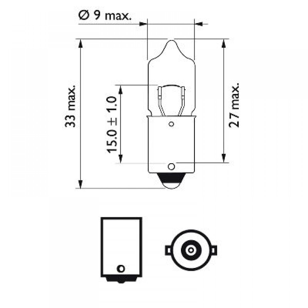 Bec Auxiliar H10W 12V 10W Ba9S Set 10 Buc - 78791 - PHILIPS
