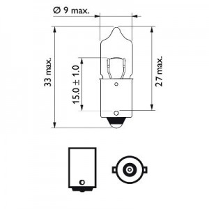 Bec Auxiliar H10W 12V 10W Ba9S Set 10 Buc