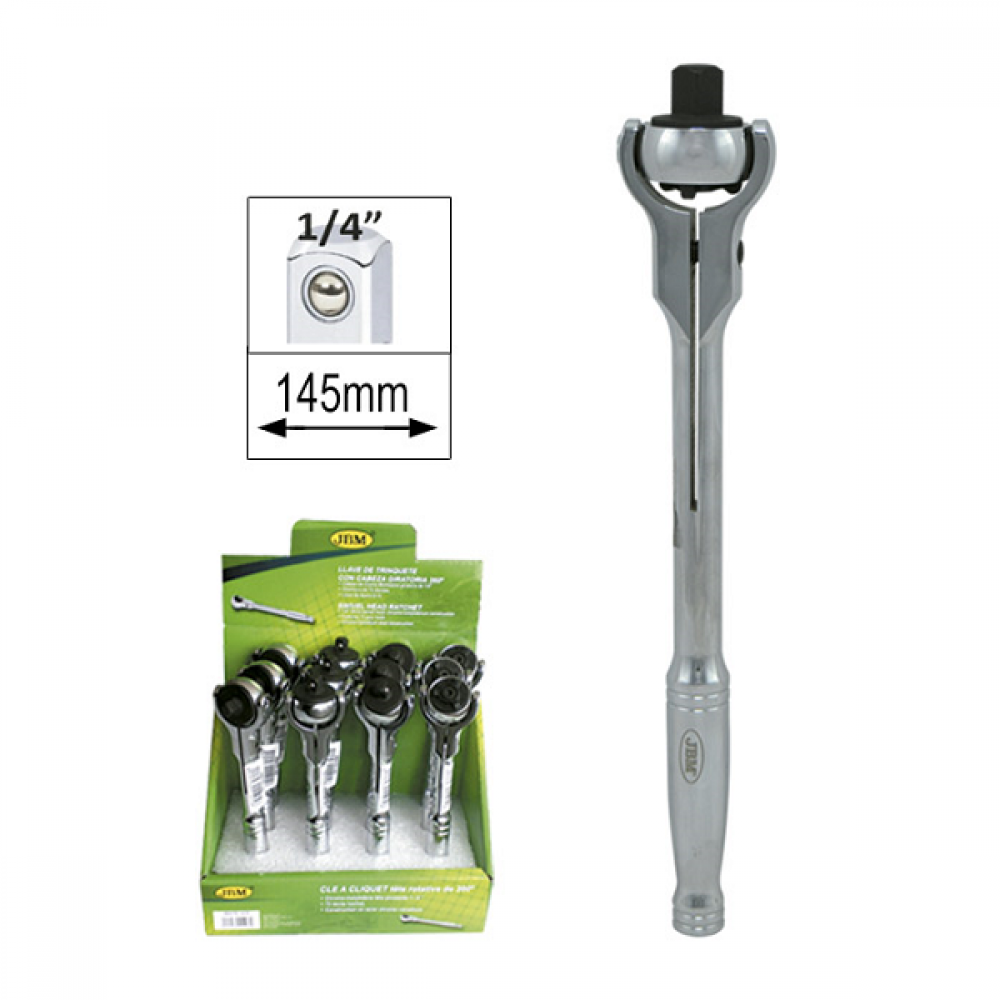 Clichet 72 Dinti Cu Cap Rotativ Si Maner Metalic- 1/4` Jbm - 00343 - JBM
