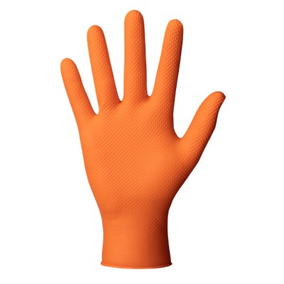 Manusi Din Nitril Culoare Orange Structura Diamantata M Set 50Buc