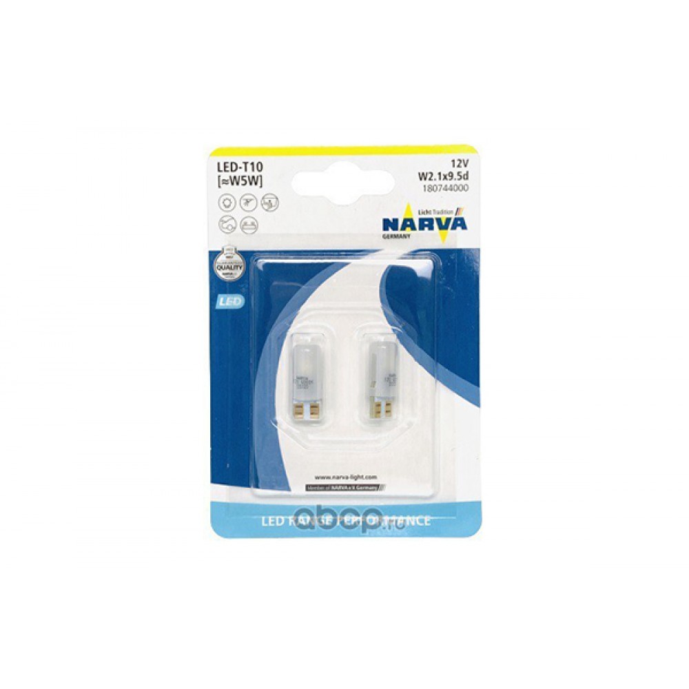 Set 2 Becuri Cu Led T10 6000K 12V (W5W) W2.1X9.5D (Blister) Narva - 44587 - NARVA