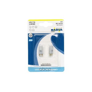 Set 2 Becuri Cu Led T10 6000K 12V (W5W) W2.1X9.5D (Blister) Narva