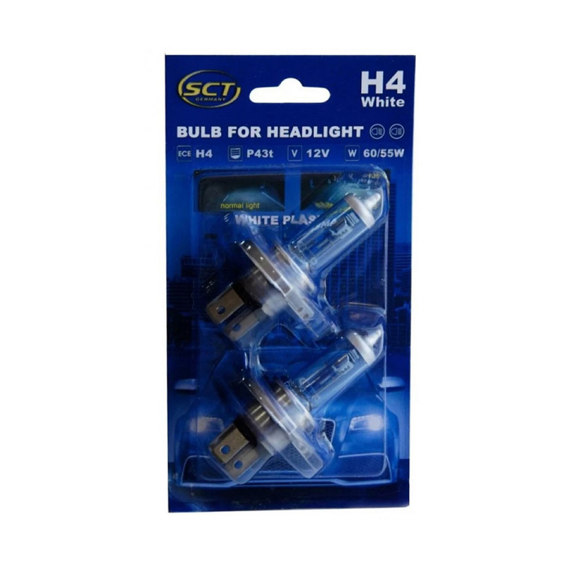 Set 2 Becuri Far H4 12V 60/55W P43T White Sct - 44099 - SCT