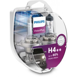 Set 2 Becuri Far H4 P43T 60/55W 12V Vision Plus Philips