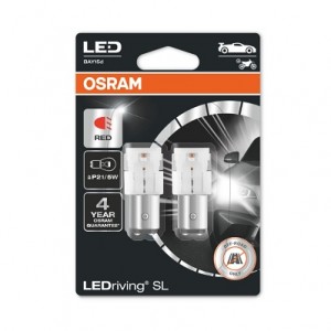 Set 2 Becuri Auxiliare Cu Led 12V (P21/5W) Red Bli Osram