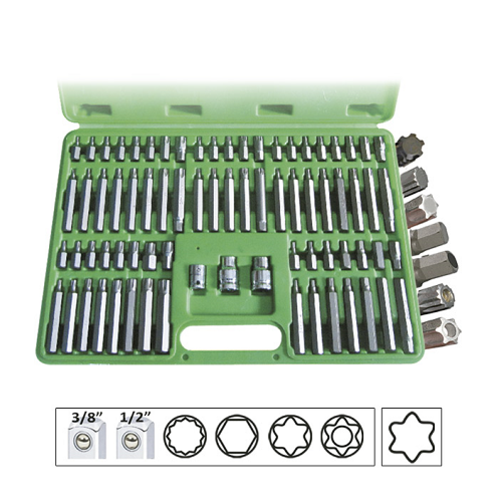 Trusa Speciala Capete Surubelnita 74 Piese Pentru Suruburi Ribe 12 Fete Torx Hexagonal Jbm -  - JBM