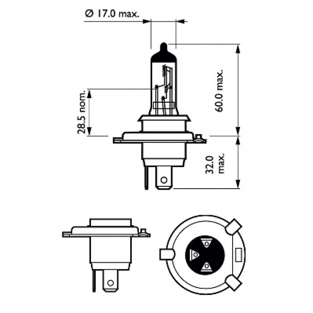 Set 2 Becuri Far H4 60/55W 12V Vision Plus (Cutie) Philips -  - PHILIPS